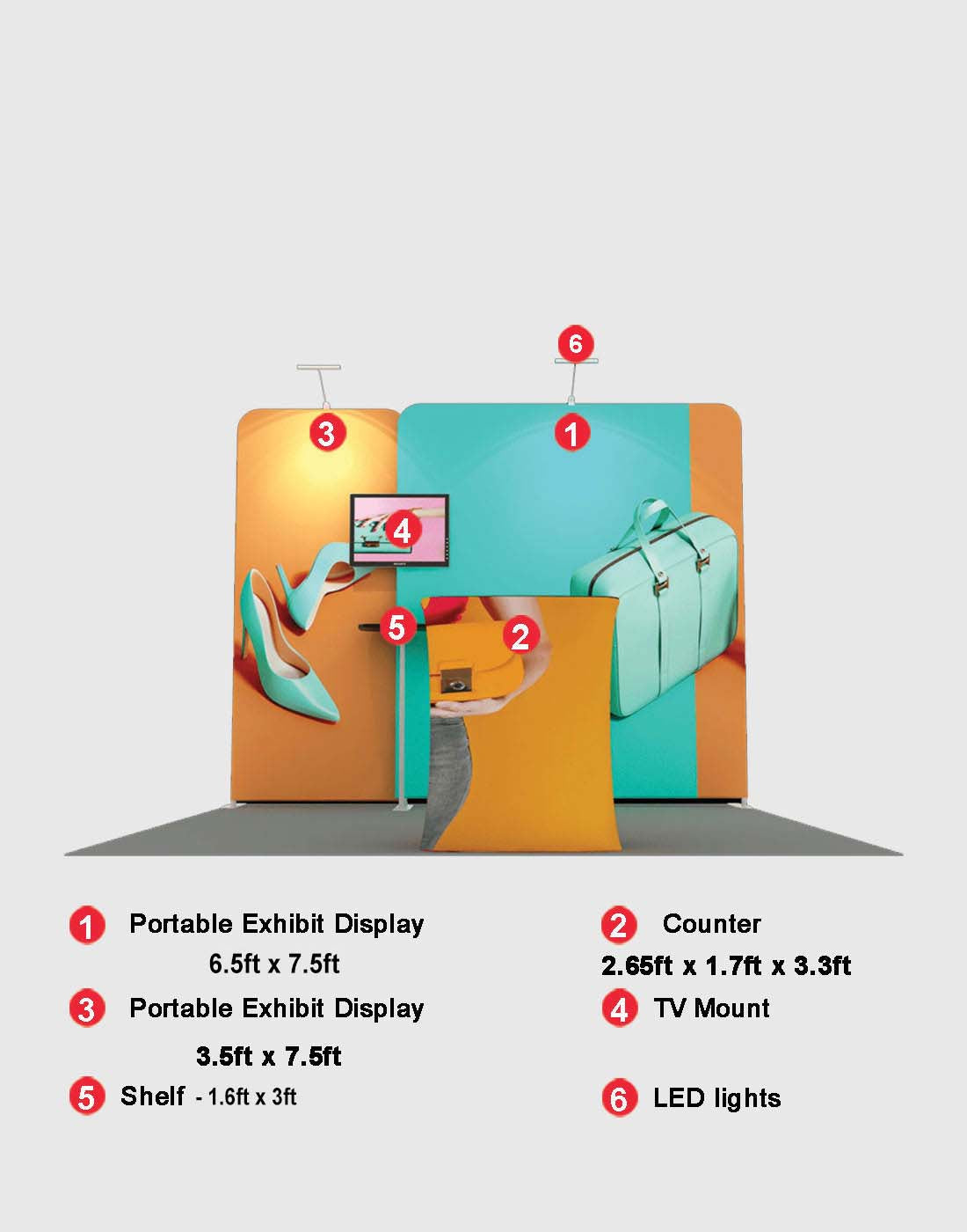 Espositore espositivo portatile da 10 piedi - Modello 1
