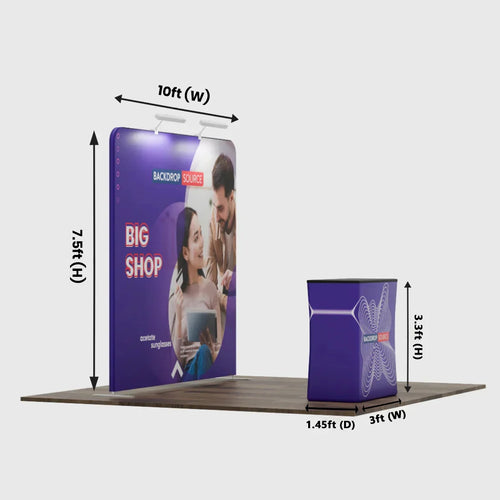 10ft x 10ft Straight Exhibit Pro 3-in-1 Display Kit with Hard Podium Case