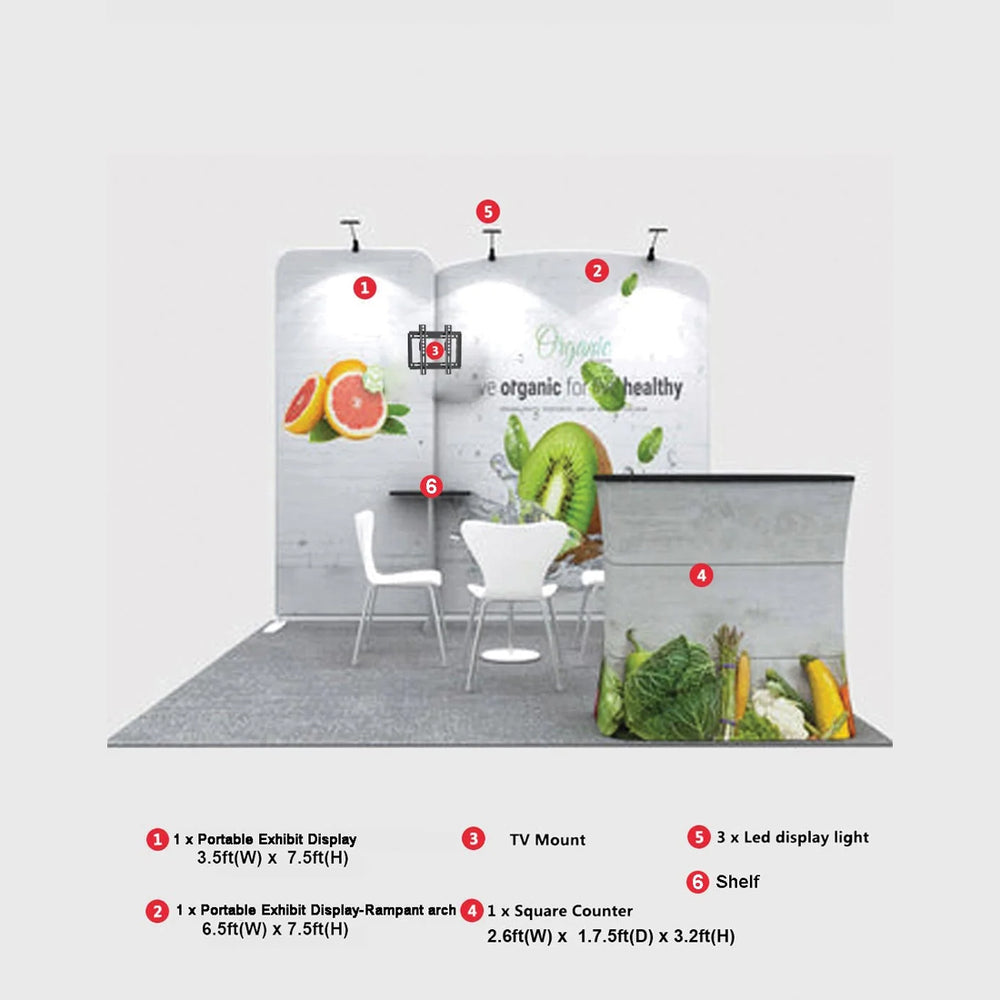 Kit de exposición modular para stands de 10 pies de ancho
