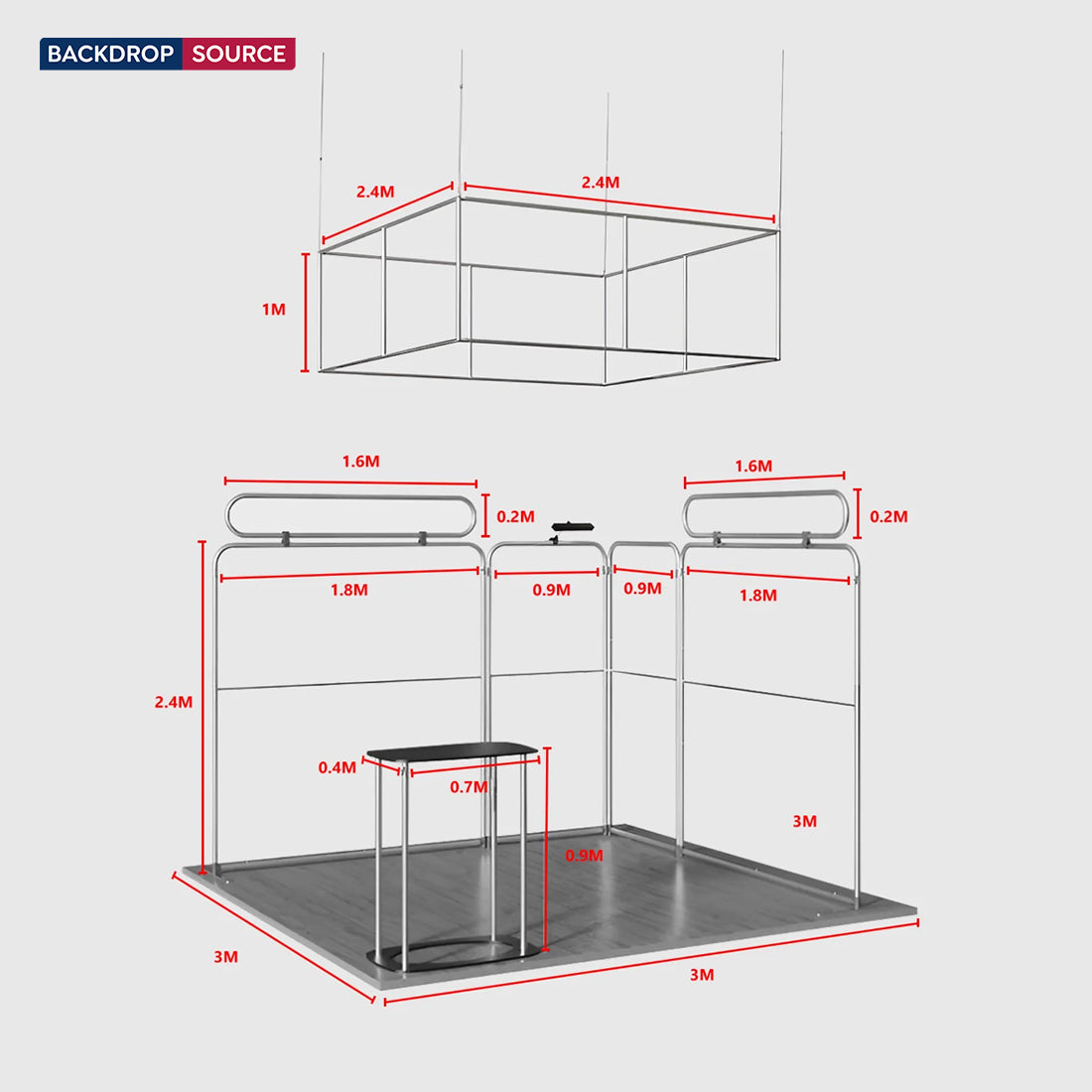 Espositore portatile 3m x 3m - Modello 30