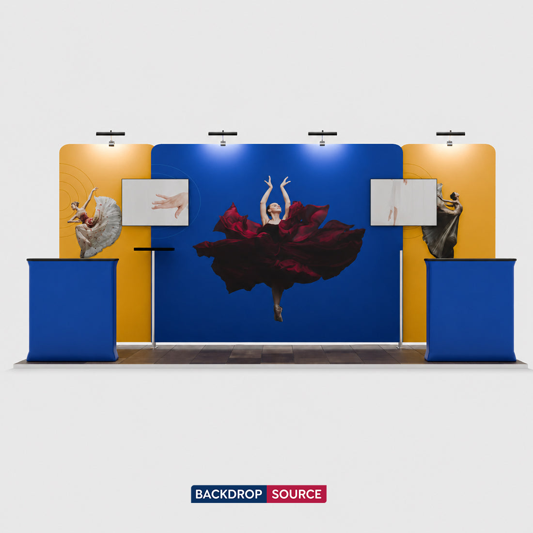 6x3m Straight Wall Booth Kit with 2 Counters & 2 TV Mounts