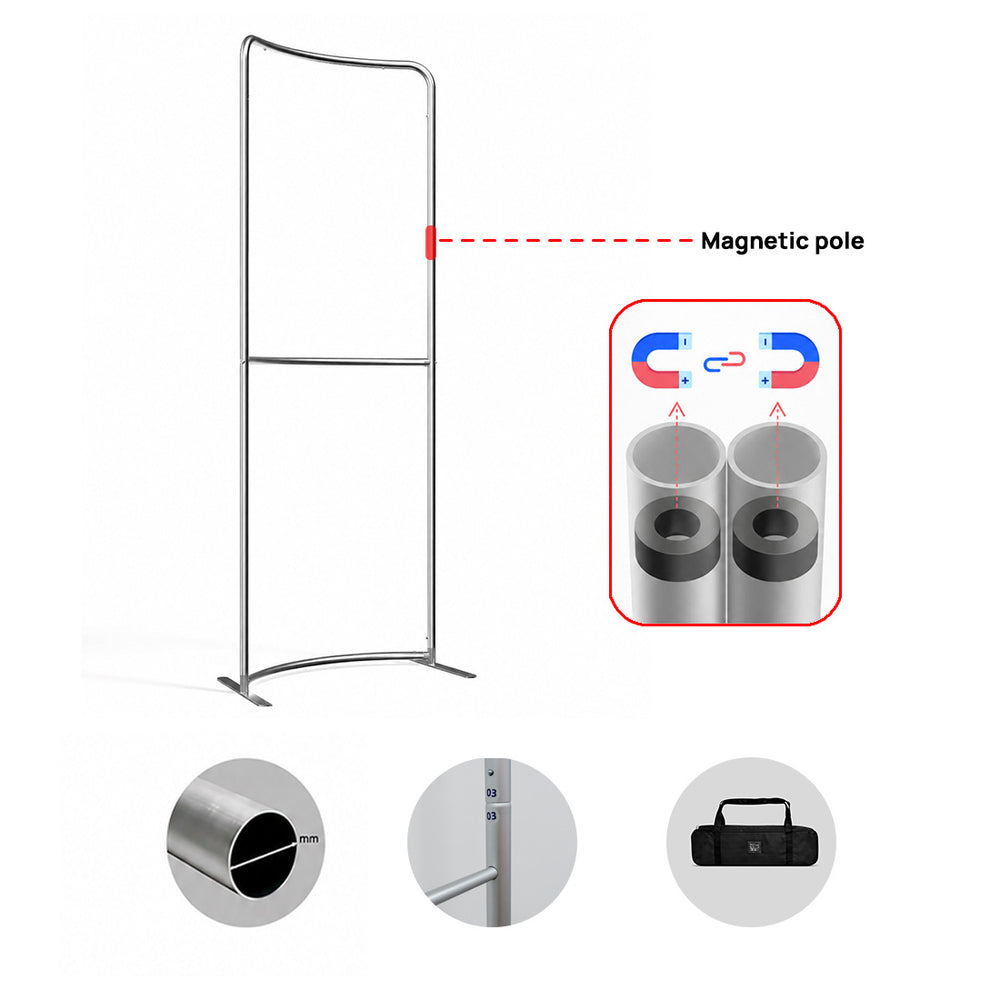 Espositore curvo portatile in tessuto magnetico