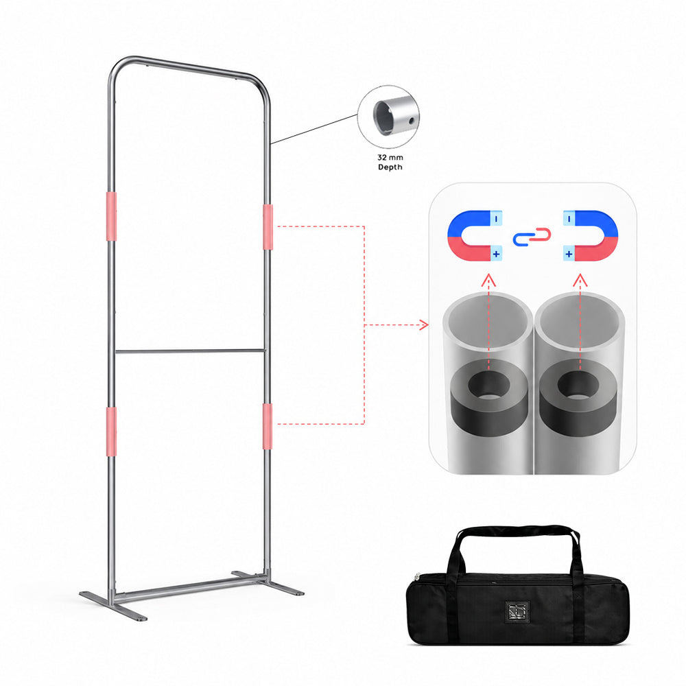 Espositore in tessuto dritto magnetico portatile