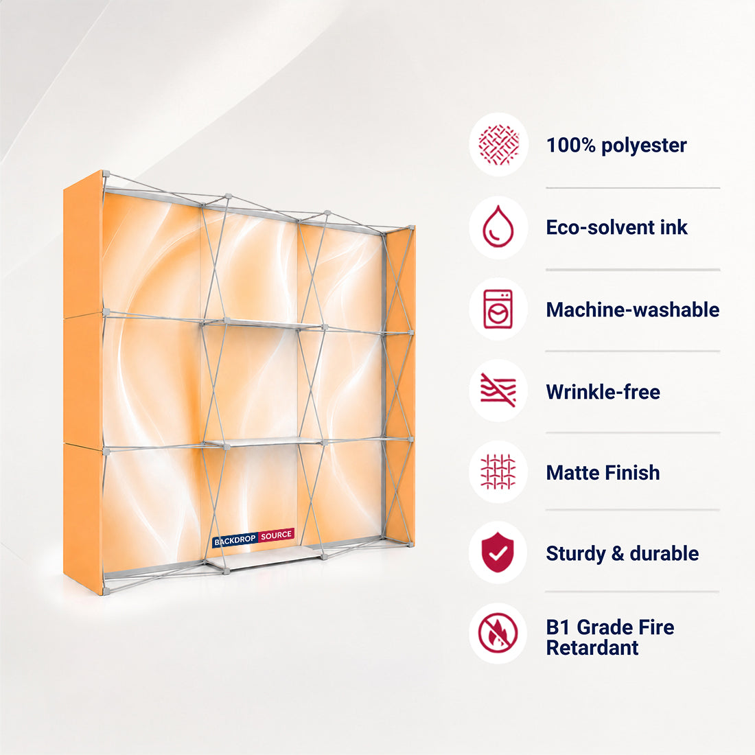 Portable Pop-Up Display Wall with Shelving (Dual-Side Print)