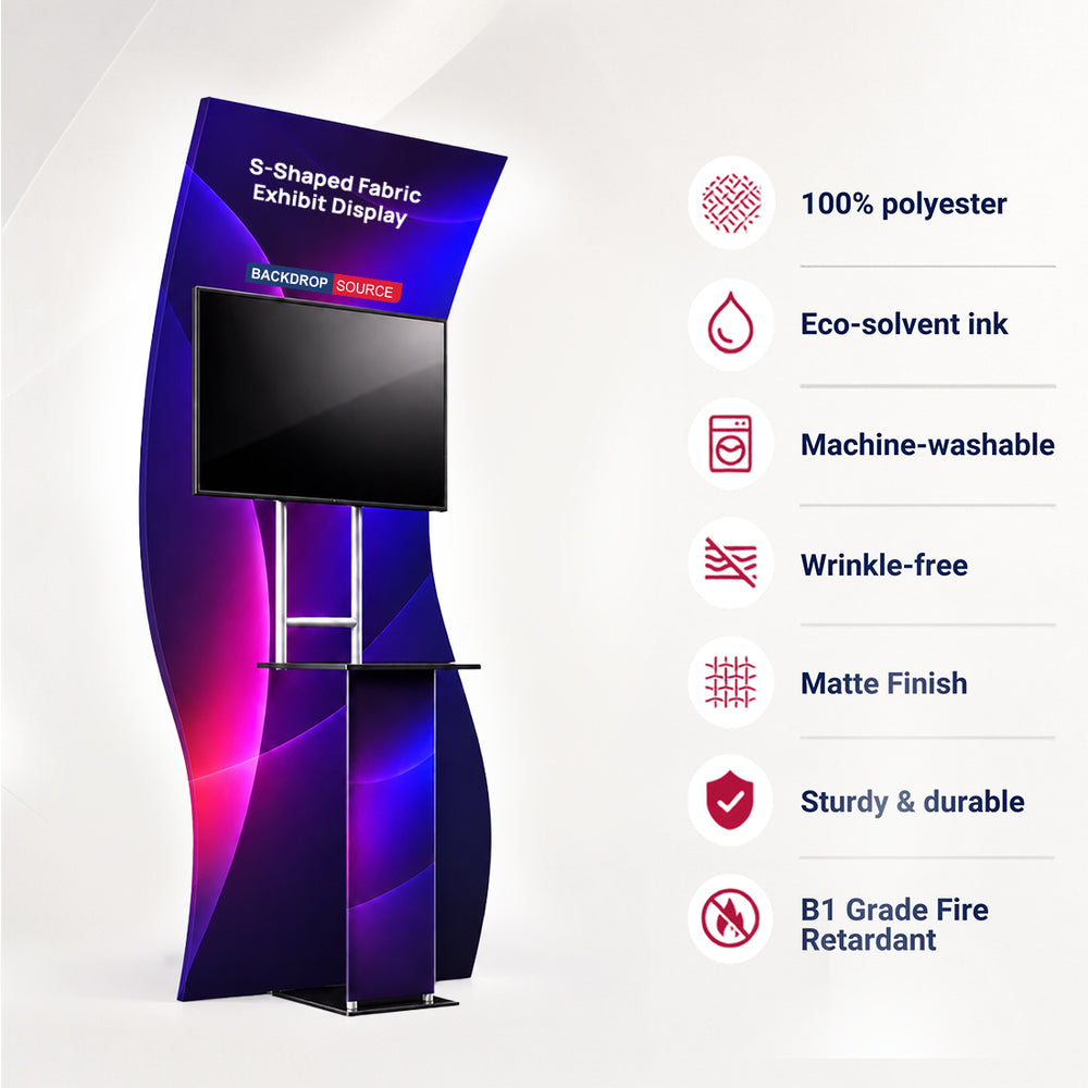 Espositore portatile a S in tessuto