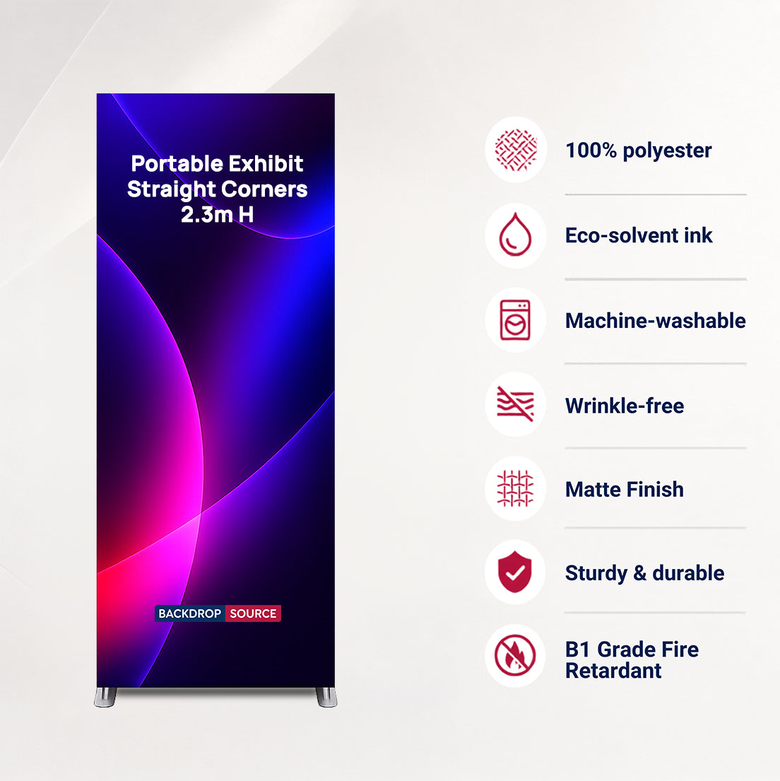 Portable Straight-Corner Fabric Exhibit Display