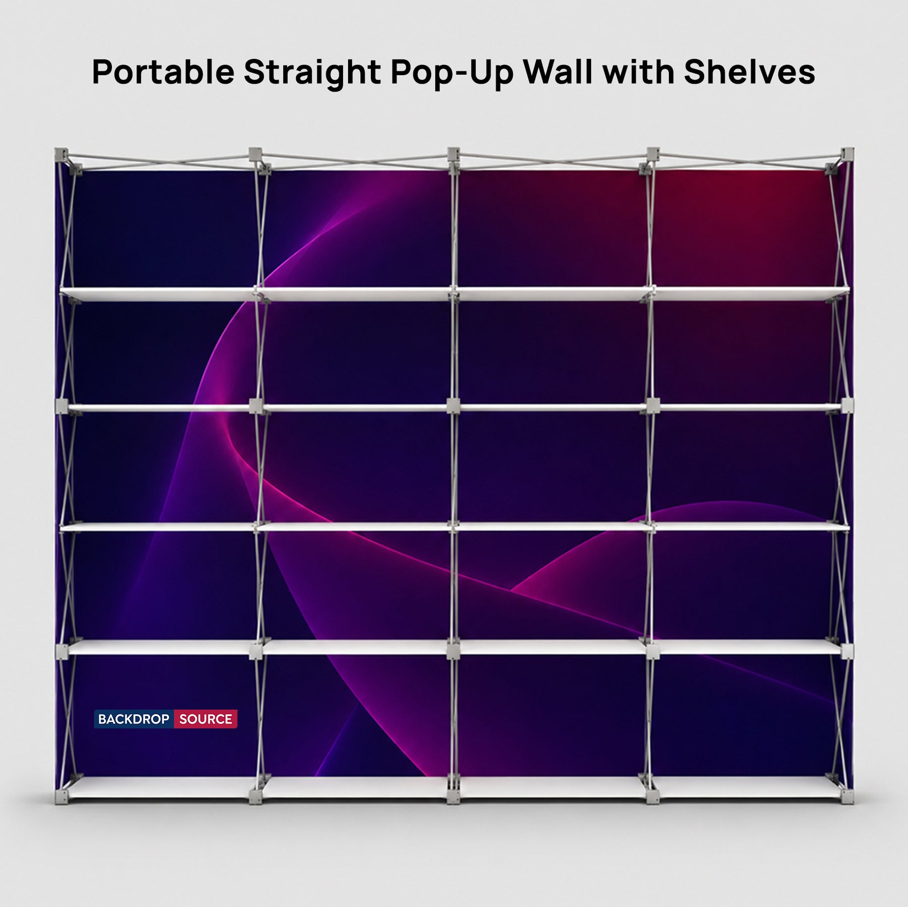 Portable Straight Pop-Up Wall with Shelves