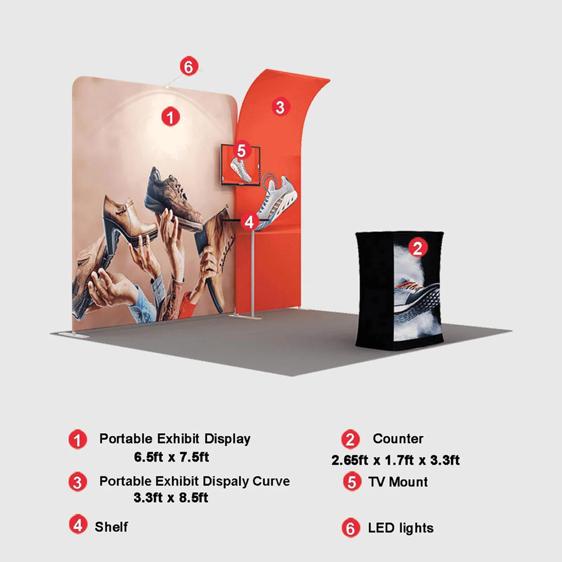 Exhibidor portátil de 10 pies - Modelo 6