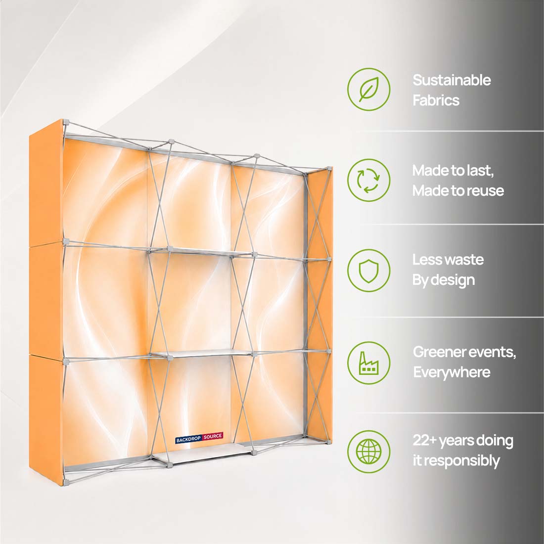 Portable Pop-Up Display Wall with Shelving (Dual-Side Print)