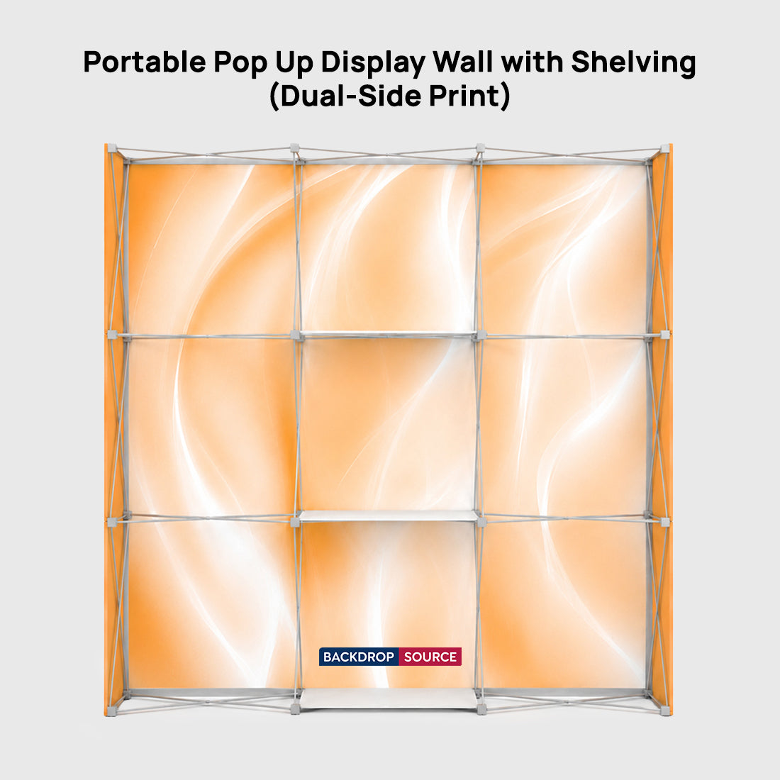 Portable Pop-Up Display Wall with Shelving (Dual-Side Print)
