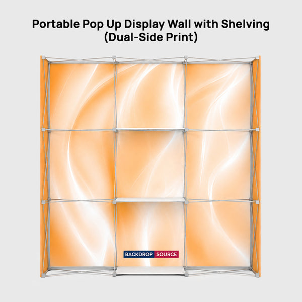 Portable Pop-Up Display Wall with Shelving (Dual-Side Print)