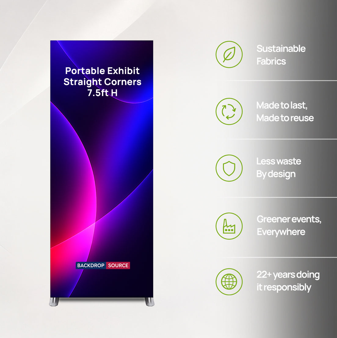 Portable Straight-Corner Fabric Exhibit Display