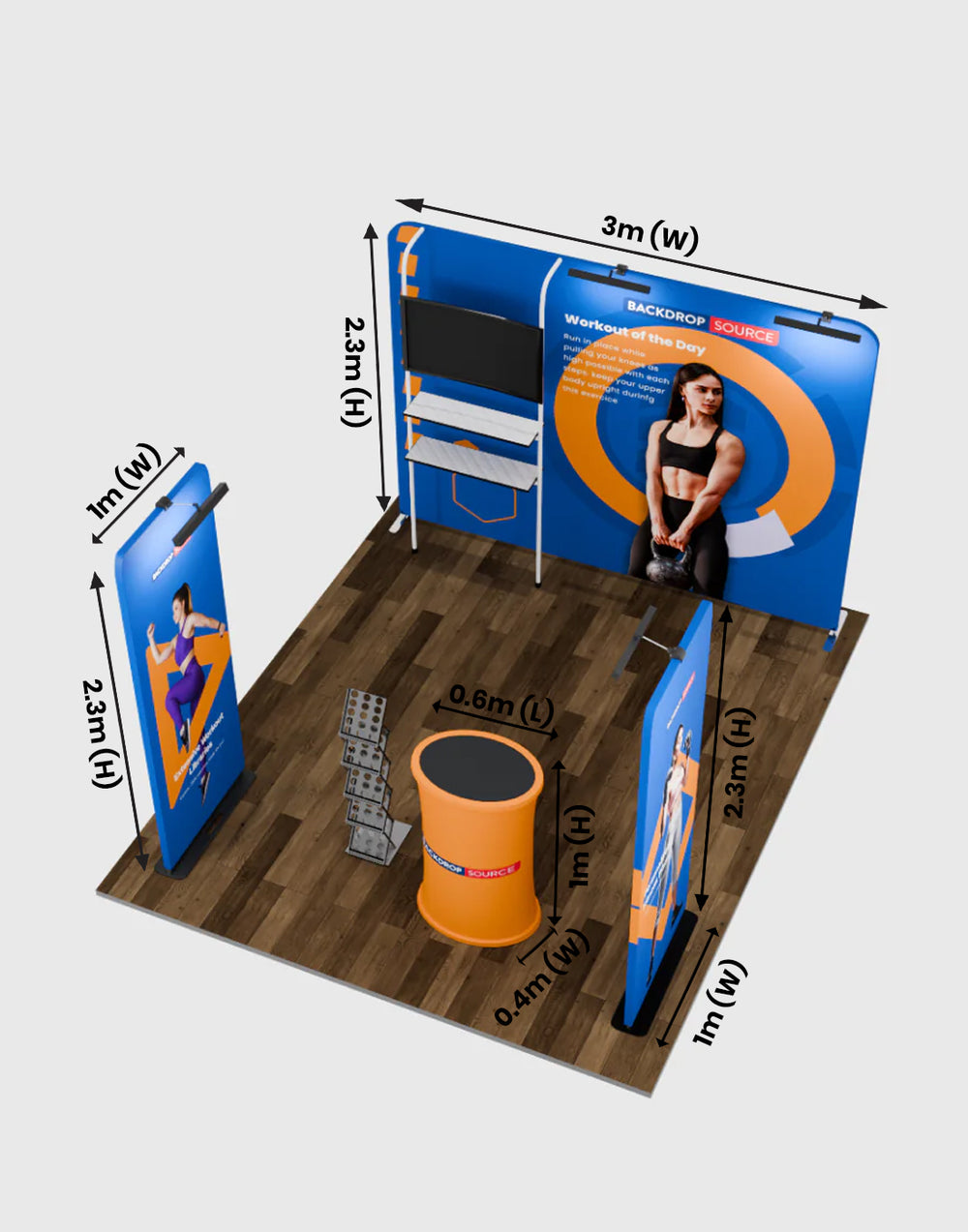 Kit espositivo premium per stand larghi 3 m