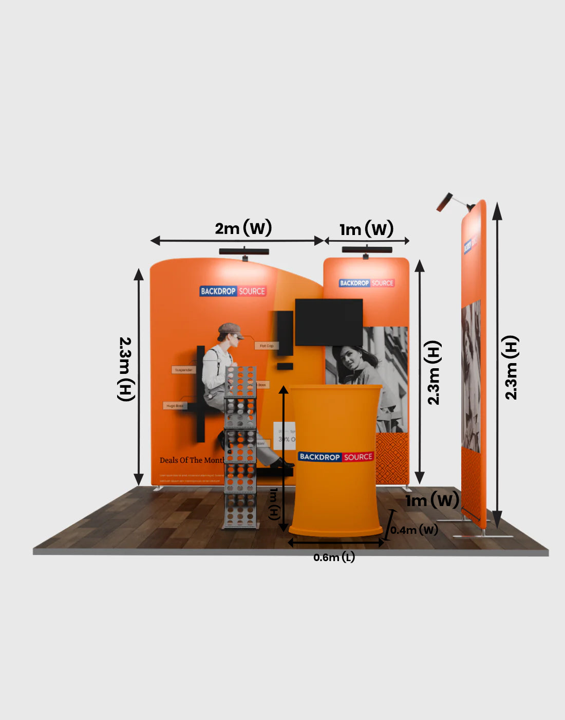 Kit espositivo per TV Premium per stand larghi 3 m