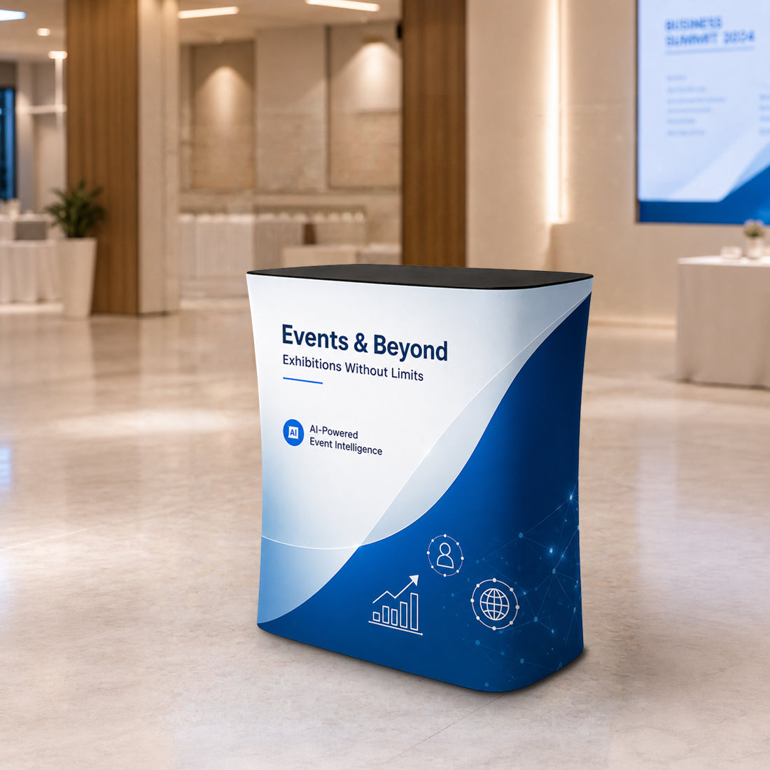 Banco espositivo in tessuto rettangolare (per podi e stand espositivi)
