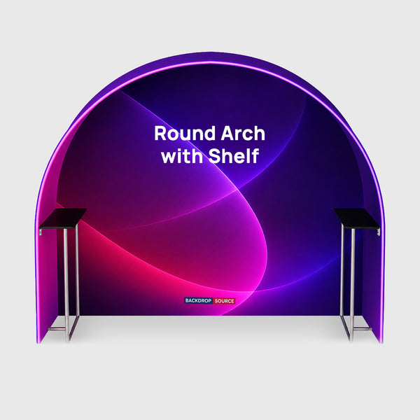 Round Fabric Arch Exhibition Booth with Built-In Shelf