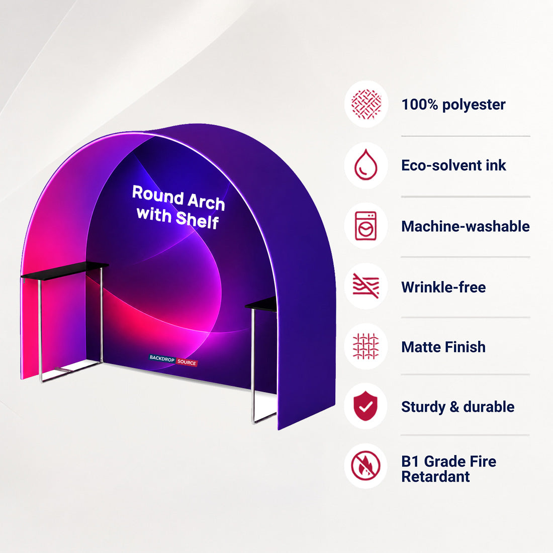 Stand fieristico ad arco tondo con mensola