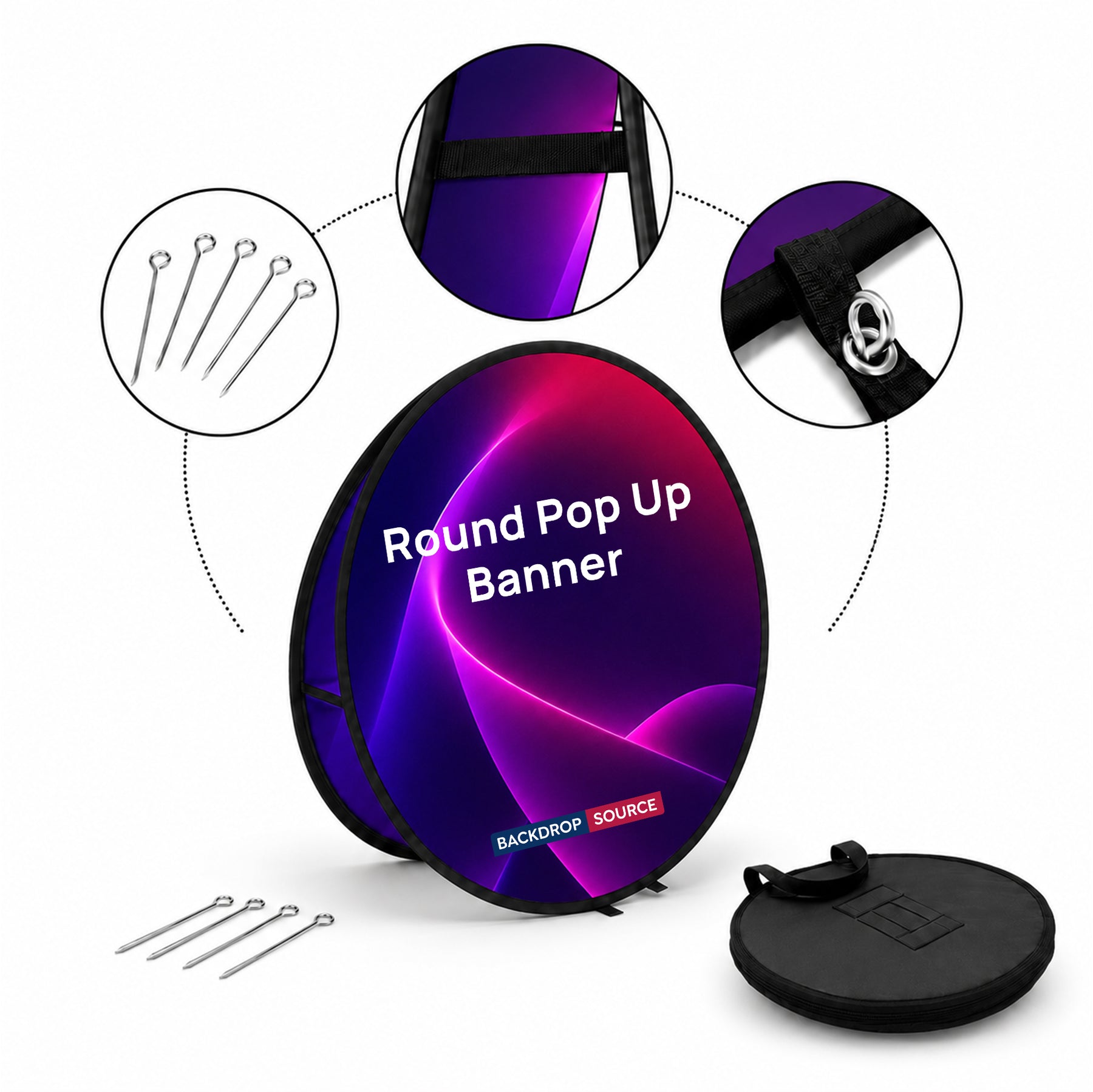 Banner Pop-Up Tondo in Tessuto – Stampa Fronte/Retro