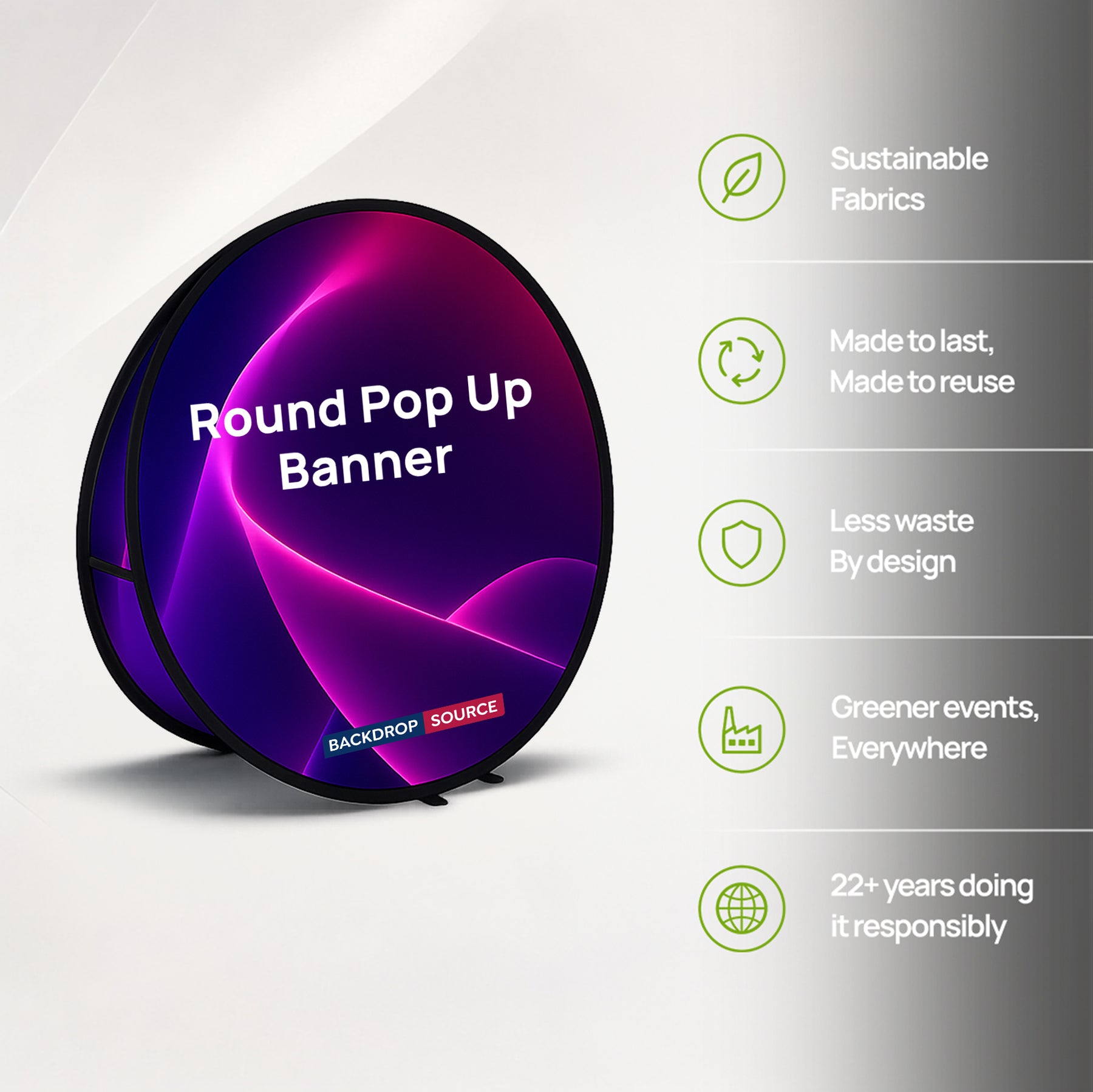 Banner Pop-Up Tondo in Tessuto – Stampa Fronte/Retro