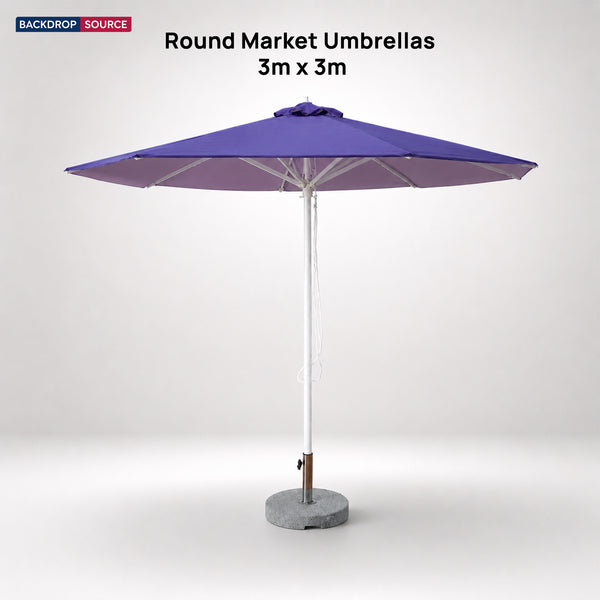 Round Market Umbrellas – 3m x 3m