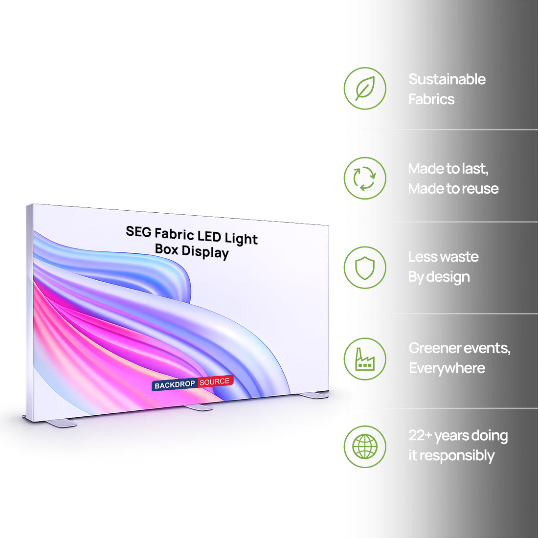 Display Light Box a LED in Tessuto Senza Cornice SEG - 4m L x 2.5m H