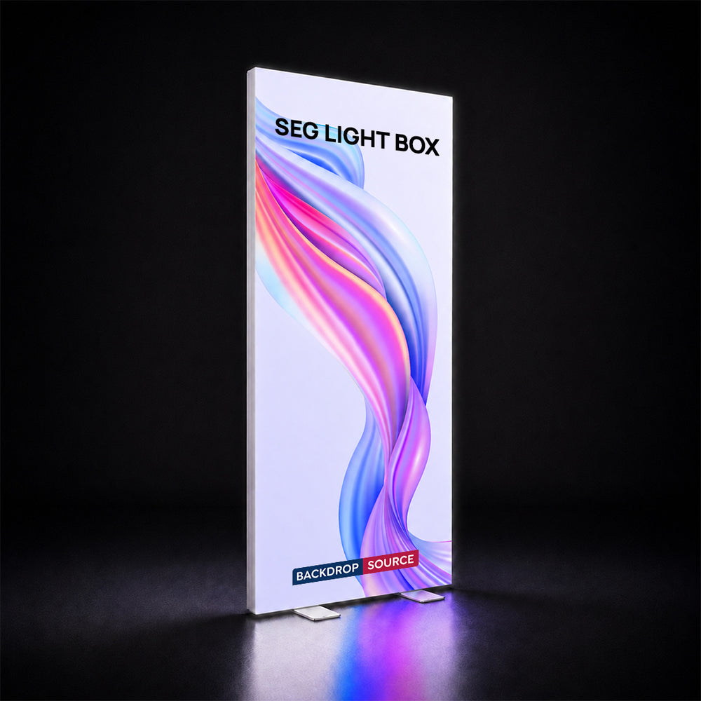 Espositore luminoso a LED in tessuto senza profilo SEG - 0,85m L x 2m A