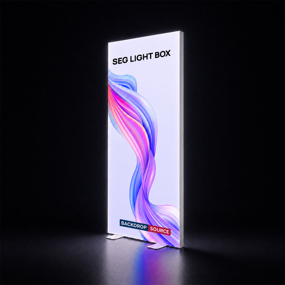 Espositore luminoso a LED in tessuto senza profilo SEG - 0,85m L x 2m A