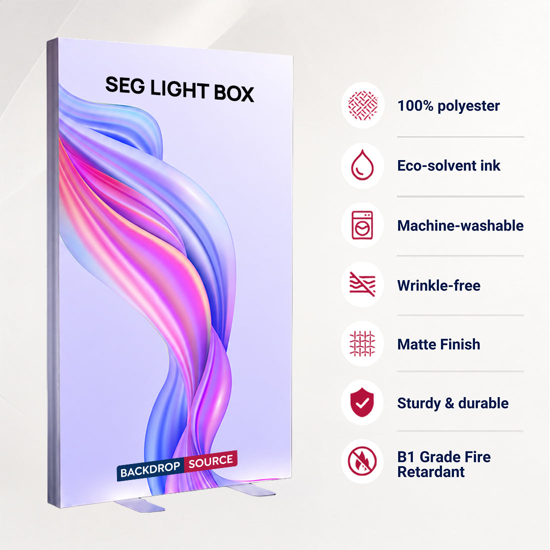 SEG Frameless Fabric Led Light Box Display - 1.2m W x 2m H