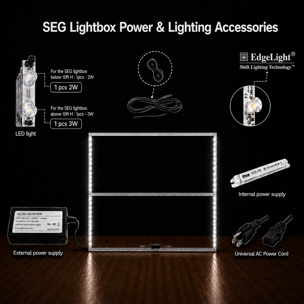 Espositore luminoso a LED in tessuto senza cornice SEG - 2,5 m L x 2,5 m H