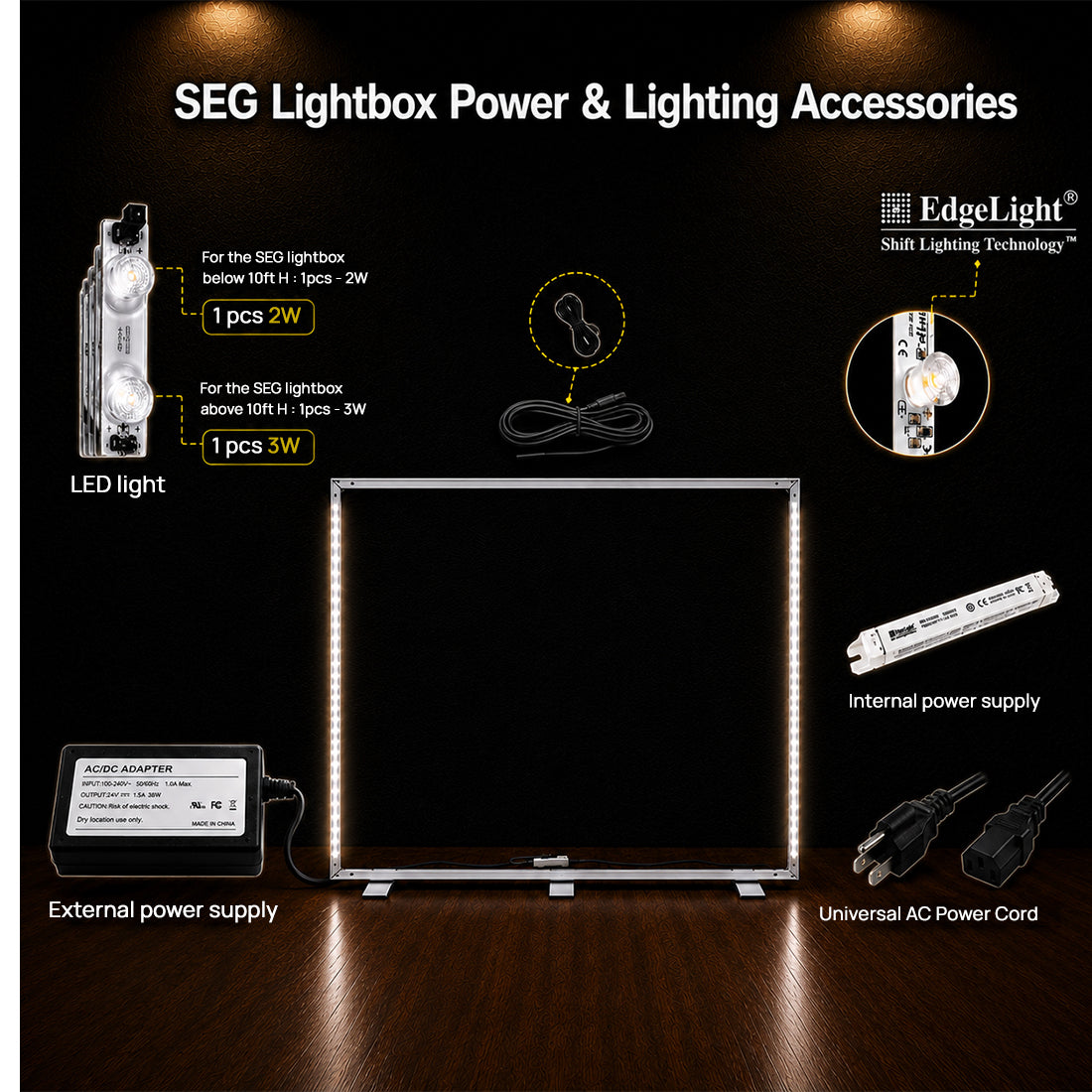 Display a LED per tessuti senza cornice SEG - Profilo in alluminio con profondità di 80 mm