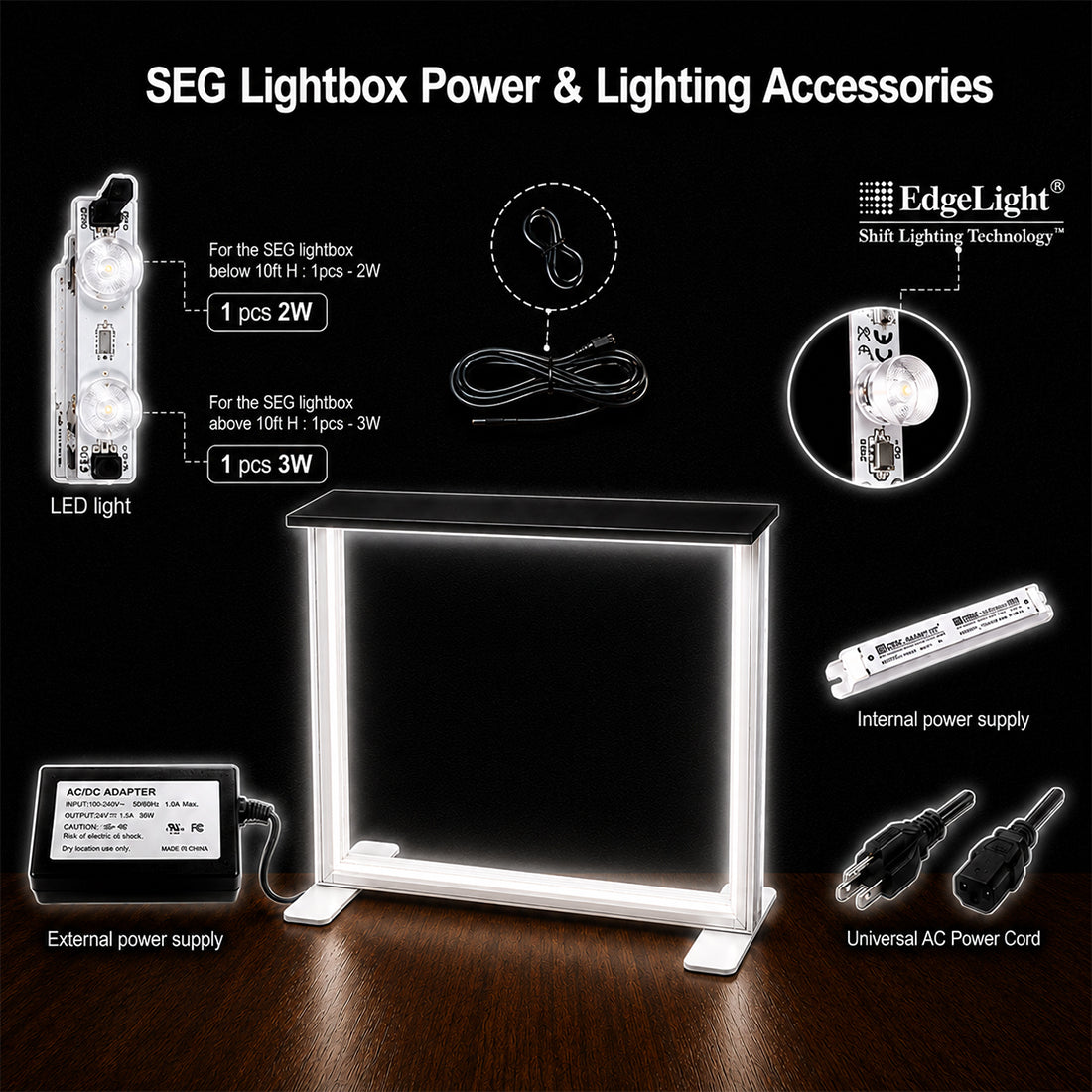 Banco esposizione luminoso in tessuto SEG – Altezza 1 m