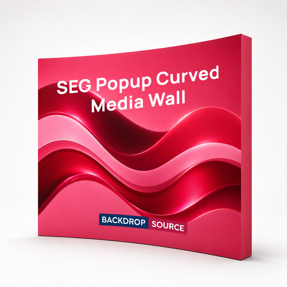 Pop-up curvo con profilo in silicone per grafica in tessuto