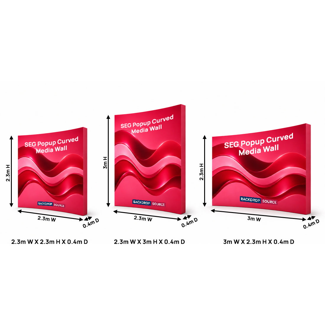 Pop-up curvo con profilo in silicone per grafica in tessuto