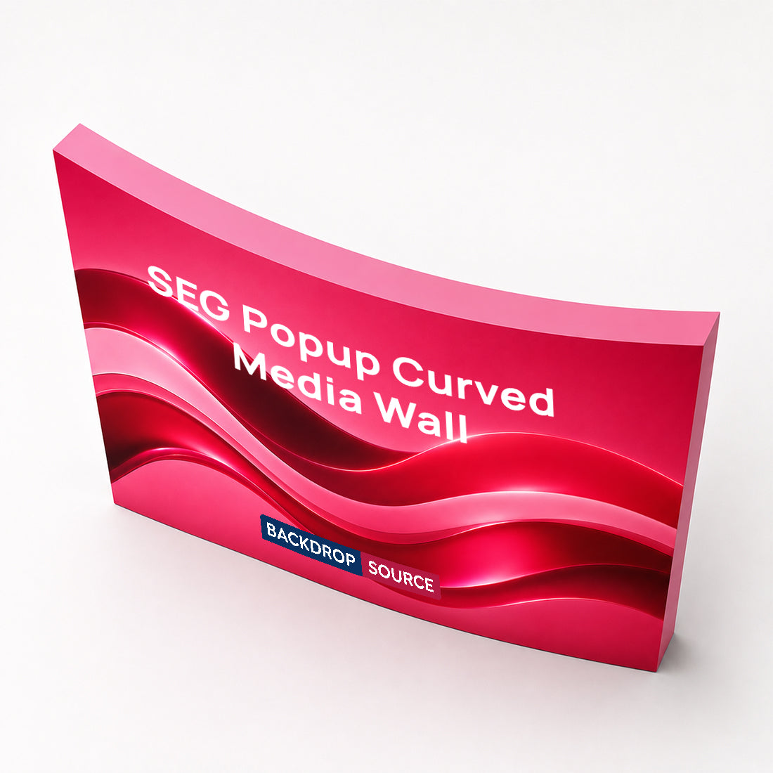 Pop-up curvo con profilo in silicone per grafica in tessuto