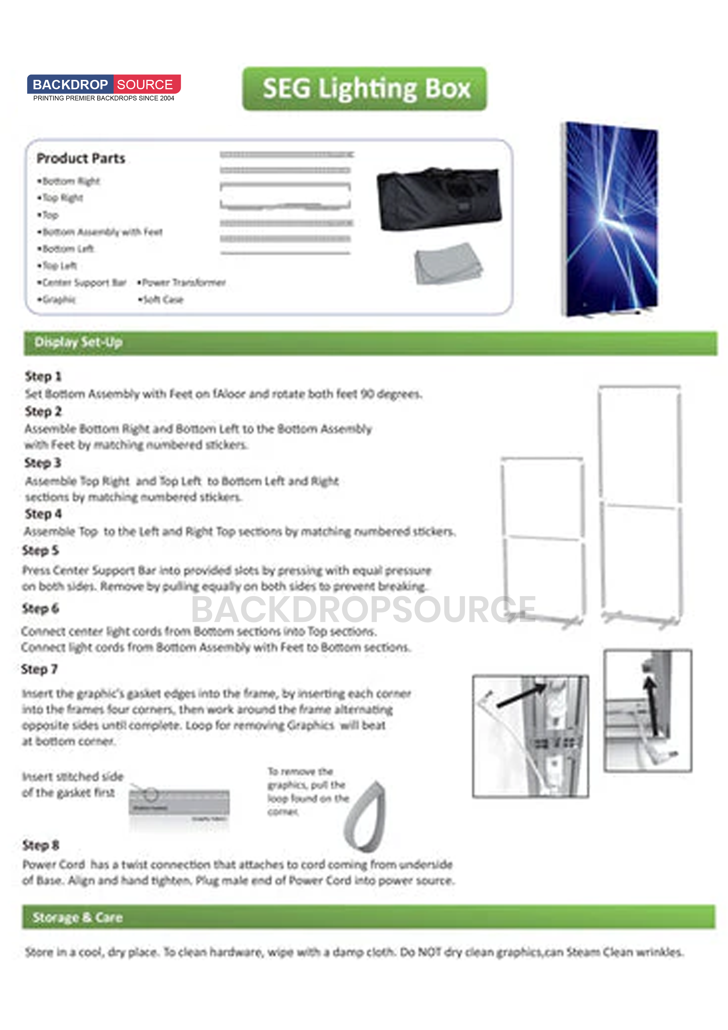 Scatola luminosa a LED in tessuto SEG - 7,9 piedi x 8,2 piedi