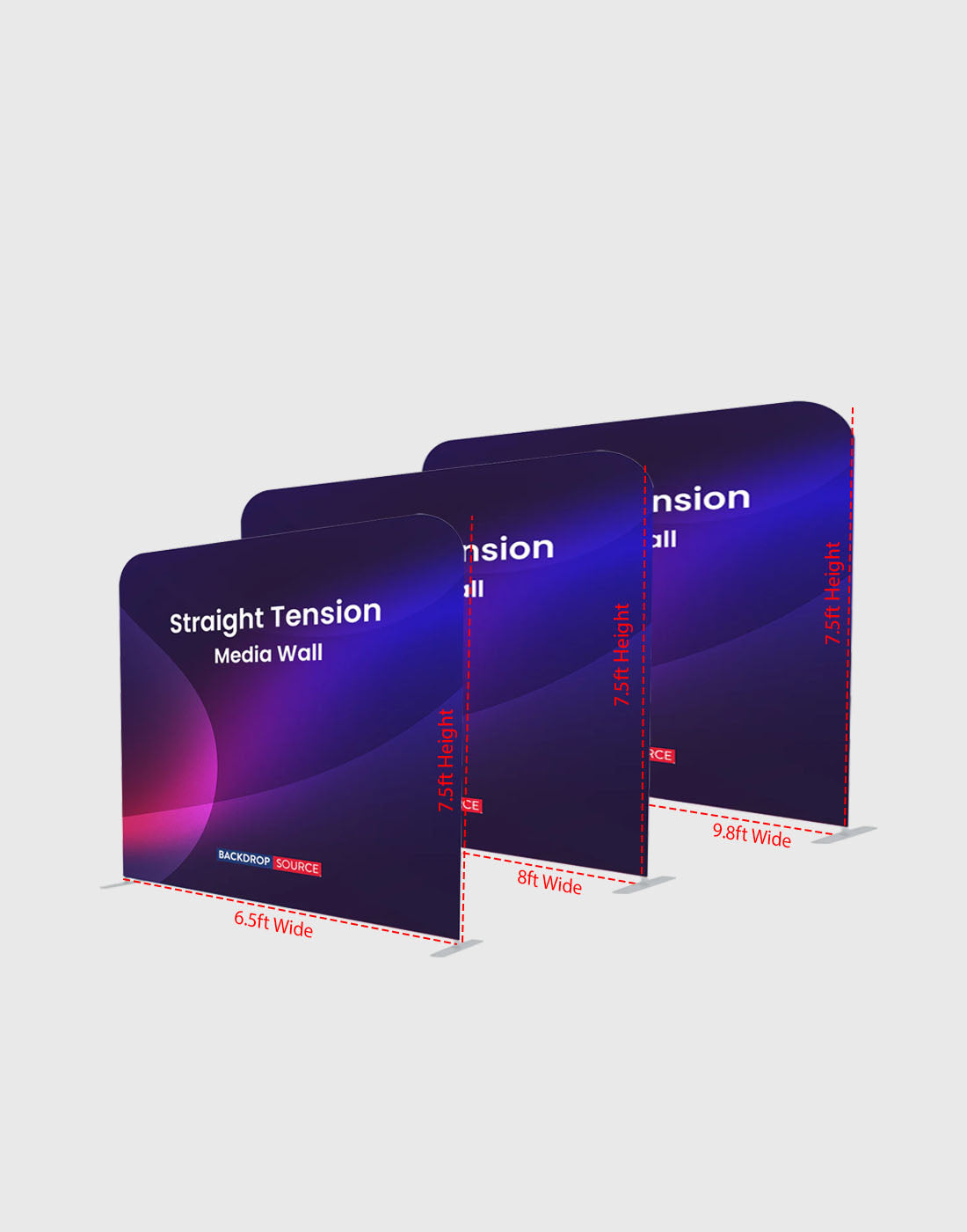 Parete multimediale con fondale in tessuto teso dritto