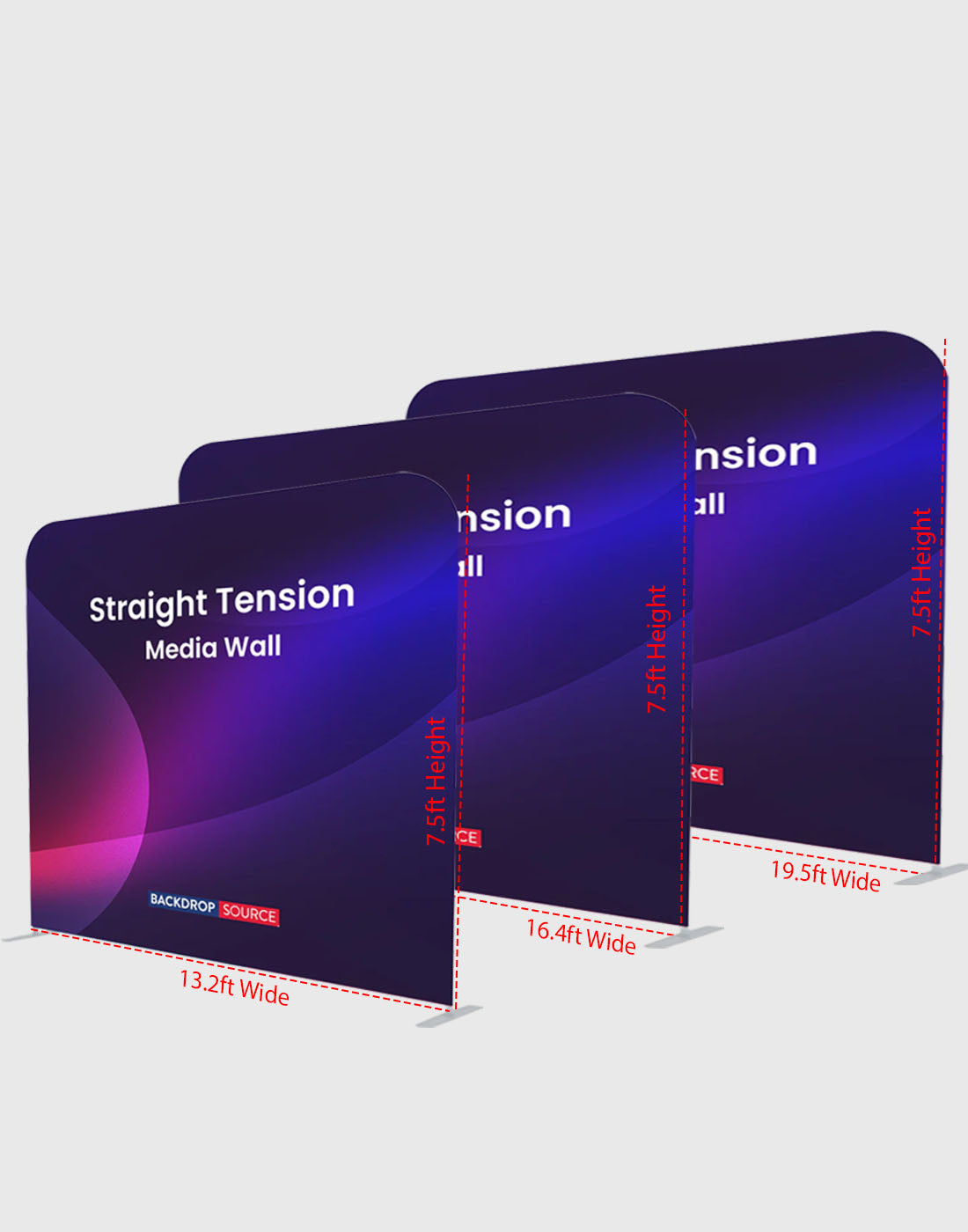 Parete multimediale con fondale in tessuto teso dritto