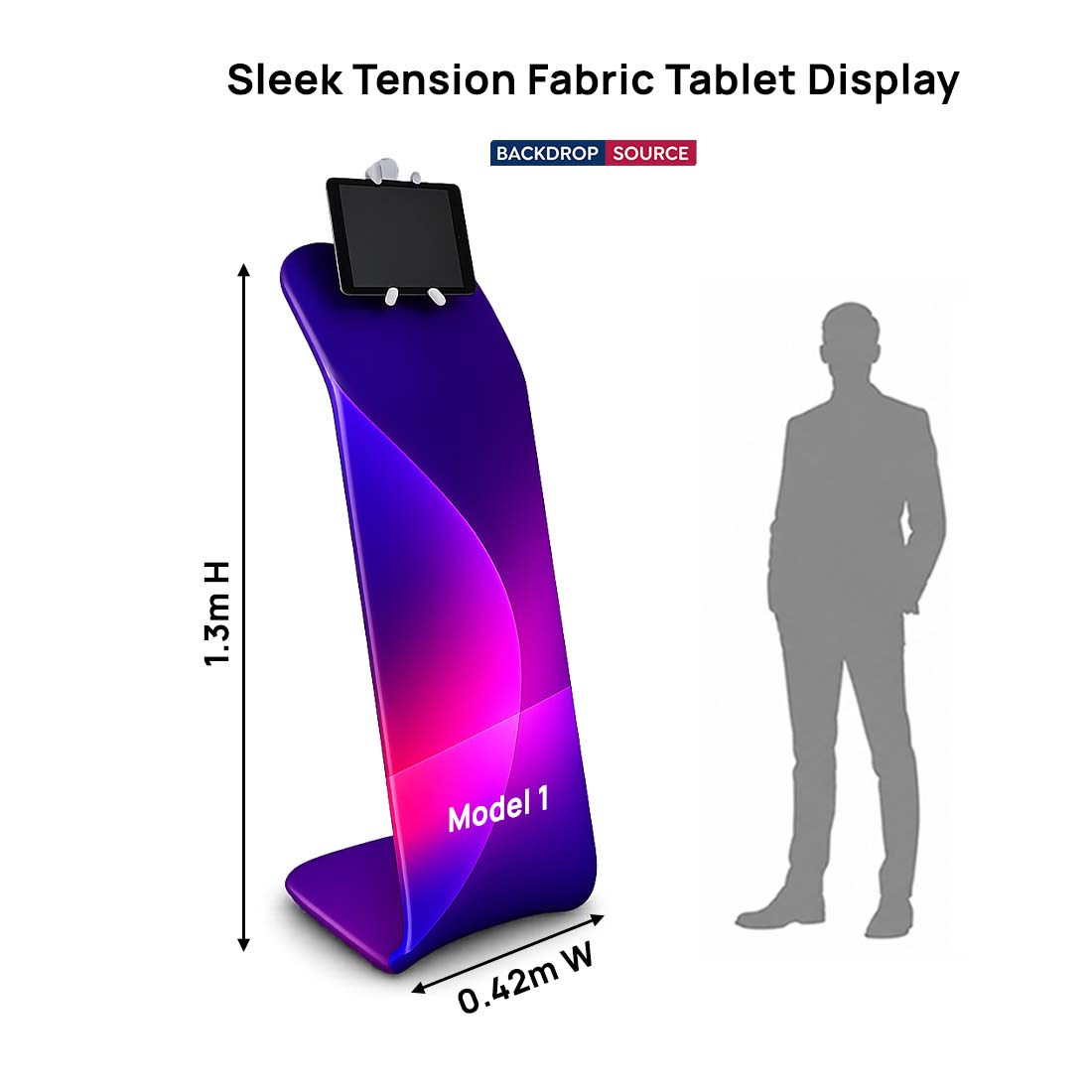 Espositore per tablet in tessuto tensionato Sleek