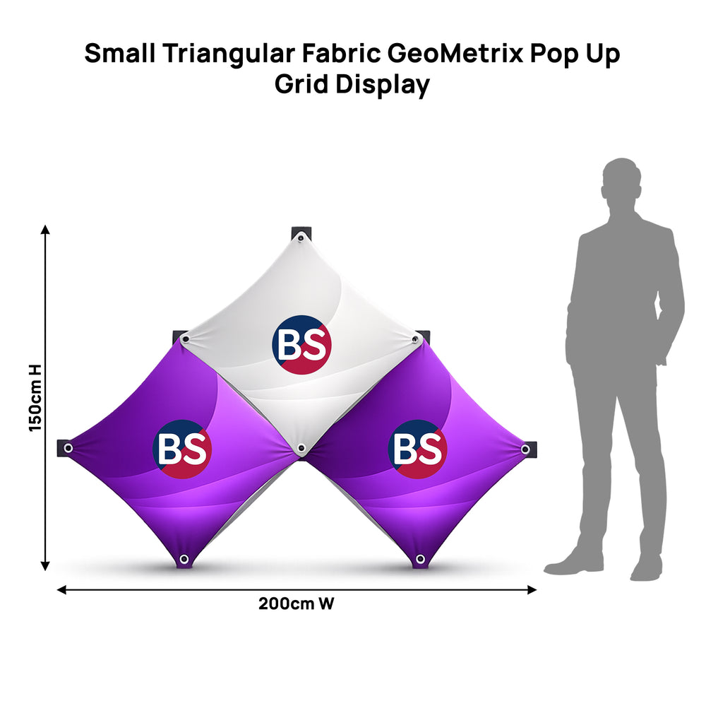 Espositore GeoMetrix Pop Up a Griglia Triangolare in Tessuto di Piccole Dimensioni