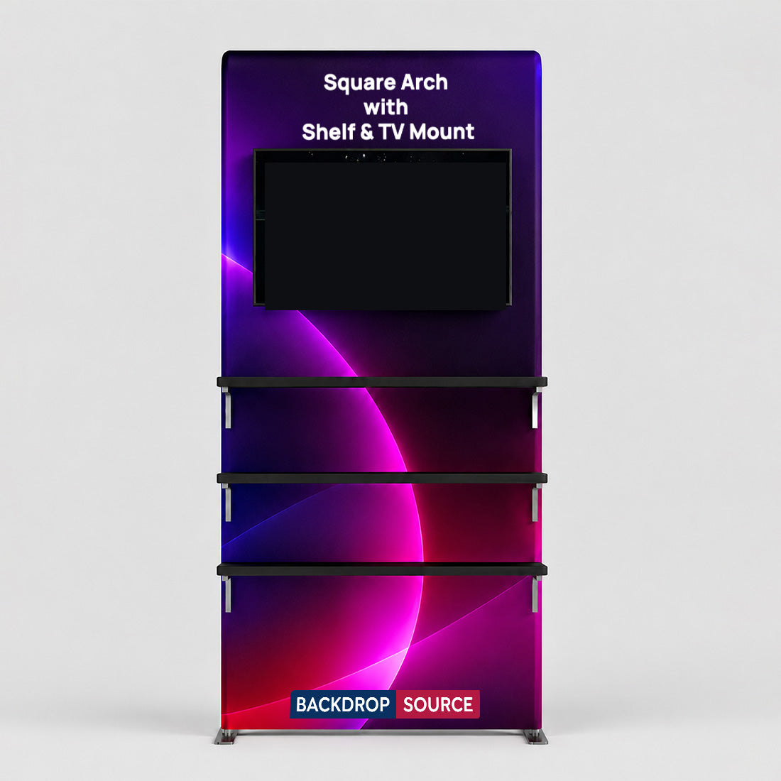 Espositore ad Arco Quadrato in Tessuto con Mensola e Supporto TV