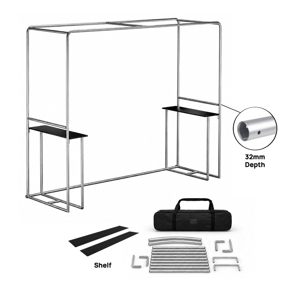 Square Arch Fabric Trade Show Booth with Built-In Shelf