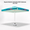 Square Market Umbrellas With Valances  – 3m x 3m