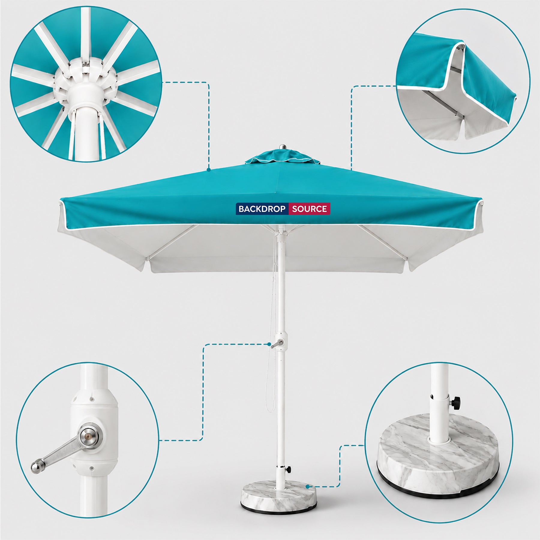 Square Market Umbrellas With Valances  – 3m x 3m