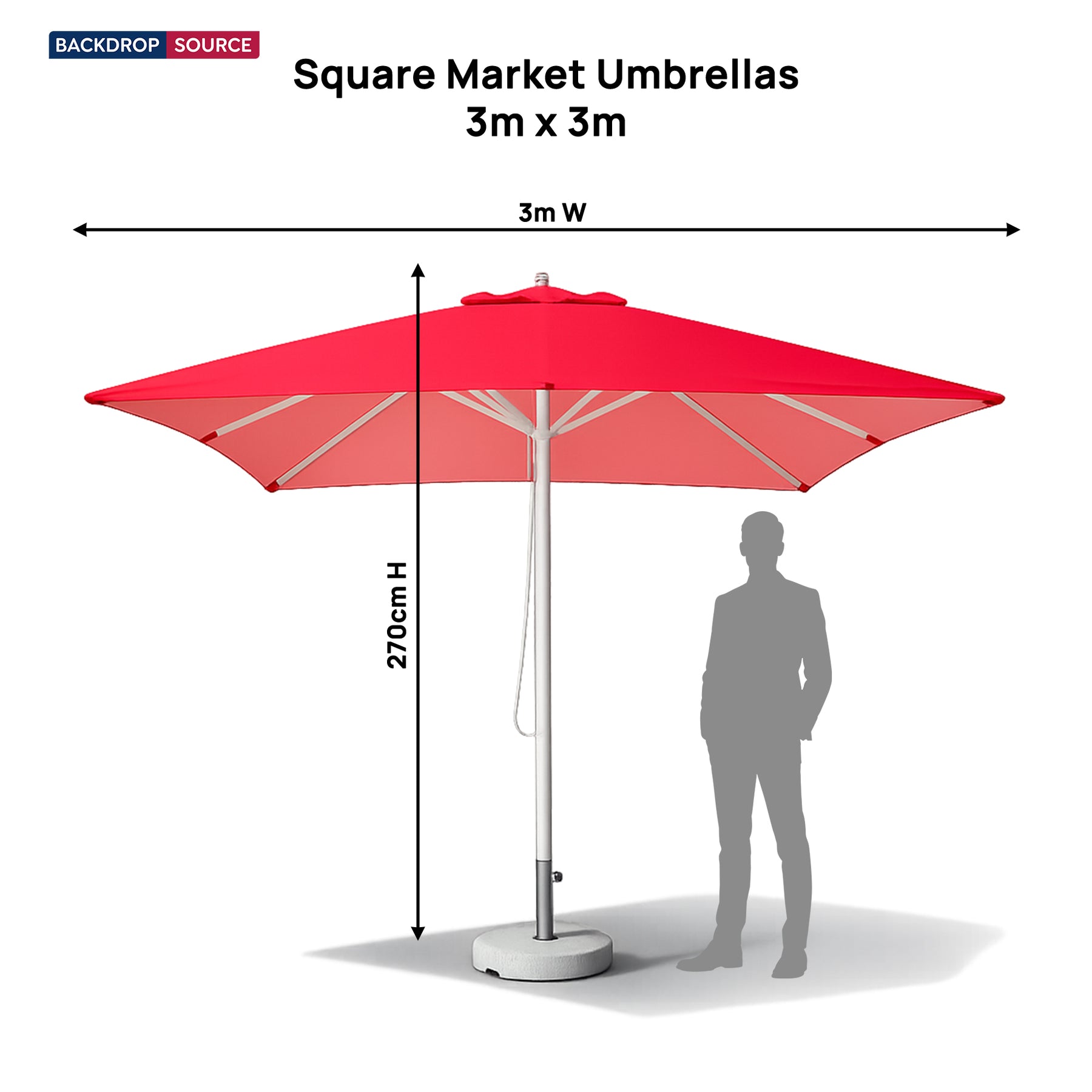 Ombrelloni Quadrati da Mercato – 3m x 3m