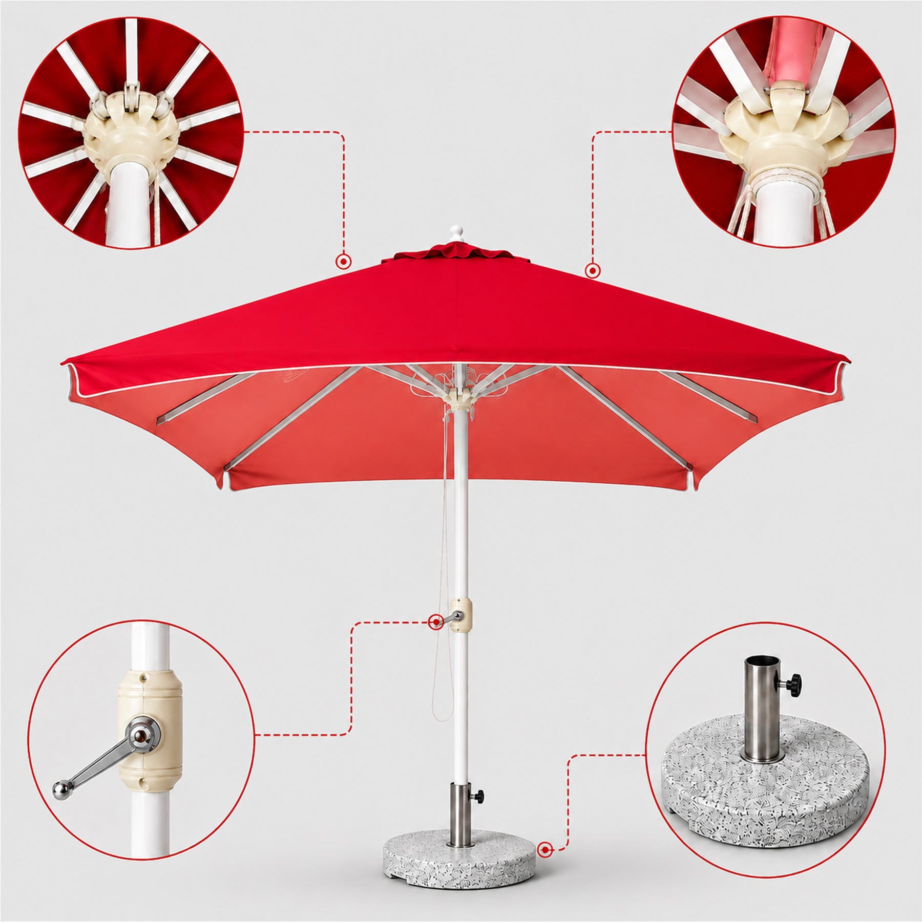Ombrelloni Quadrati da Mercato – 3m x 3m