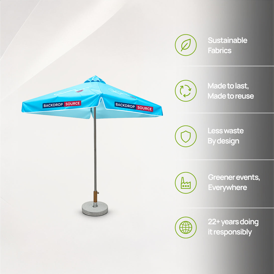 Ombrellone quadrato da patio con balze – 2m x 2m