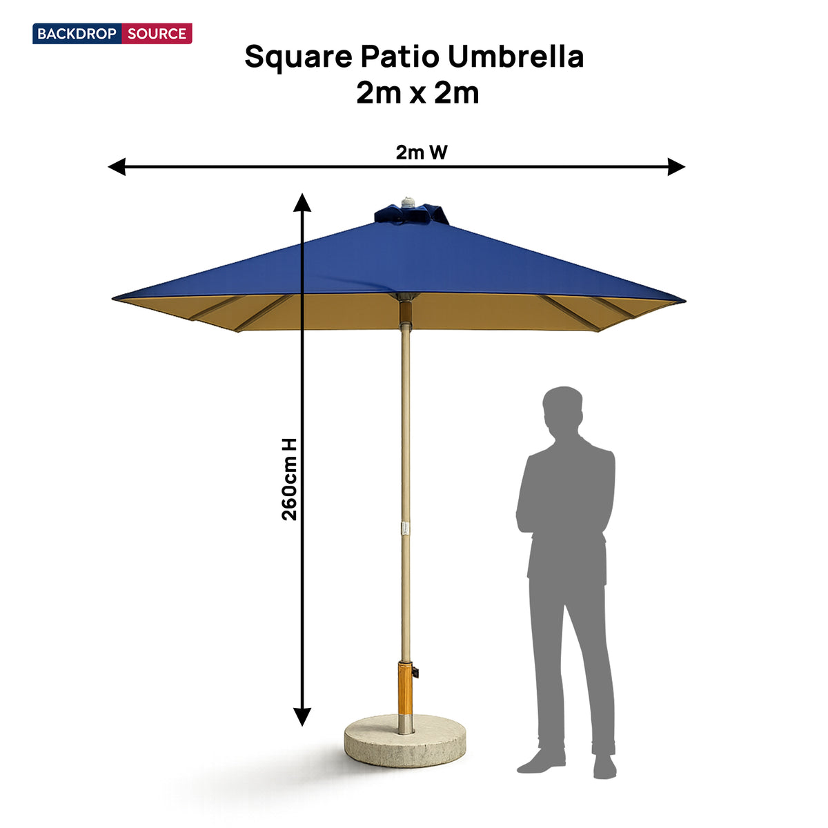 Ombrellone quadrato da patio – 2m x 2m
