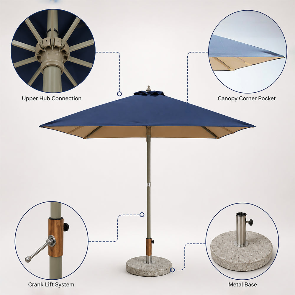 Ombrellone quadrato da patio – 2m x 2m