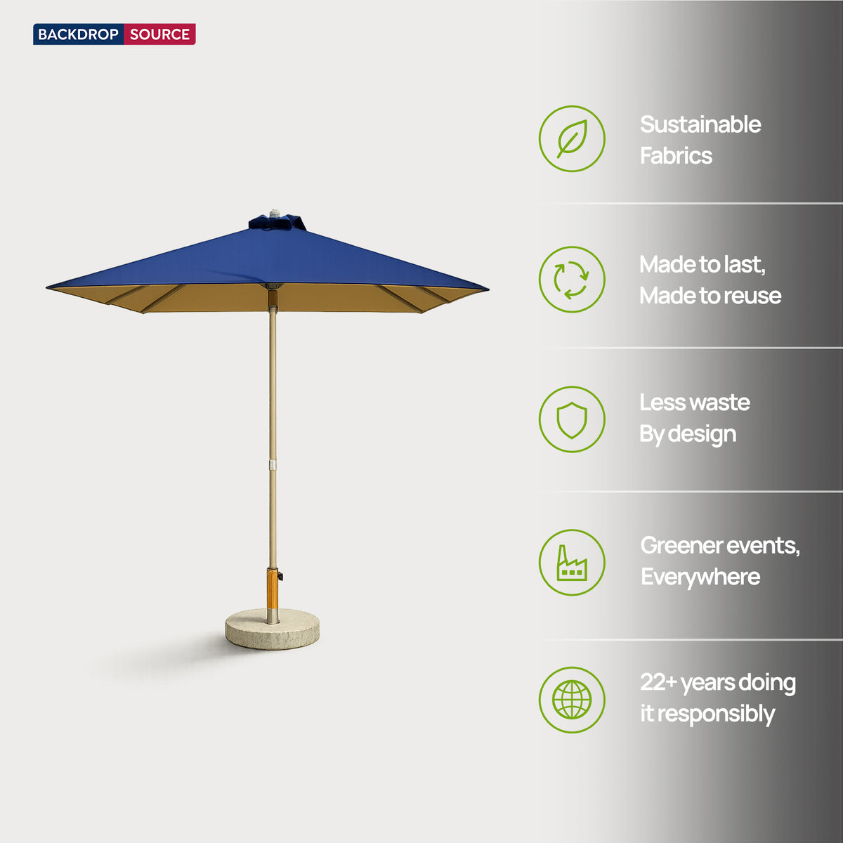 Ombrellone quadrato da patio – 2m x 2m