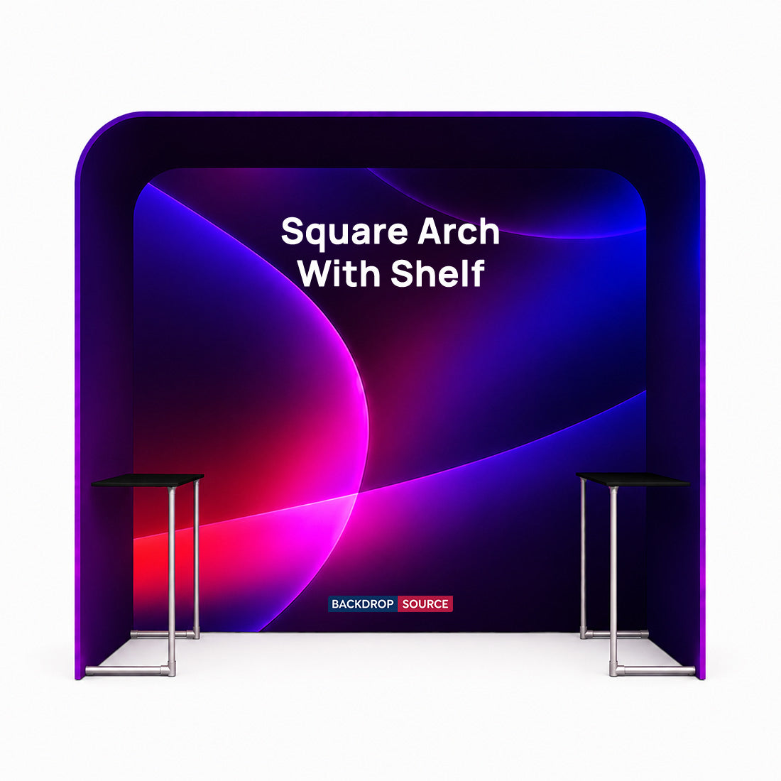 Square Arch Fabric Trade Show Booth with Built-In Shelf